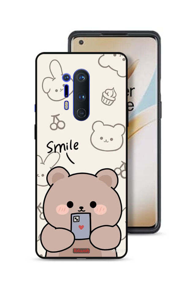غطاء حماية لهاتف OnePlus 8 Pro برسومات الدب المبتسم