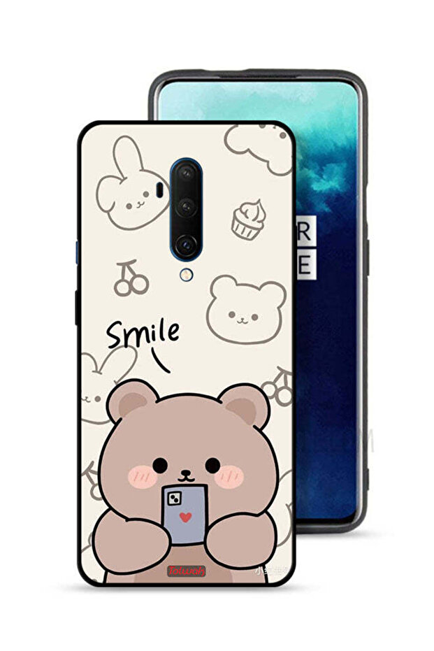 غطاء حماية لهاتف OnePlus 7T Pro برسومات الدب المبتسم