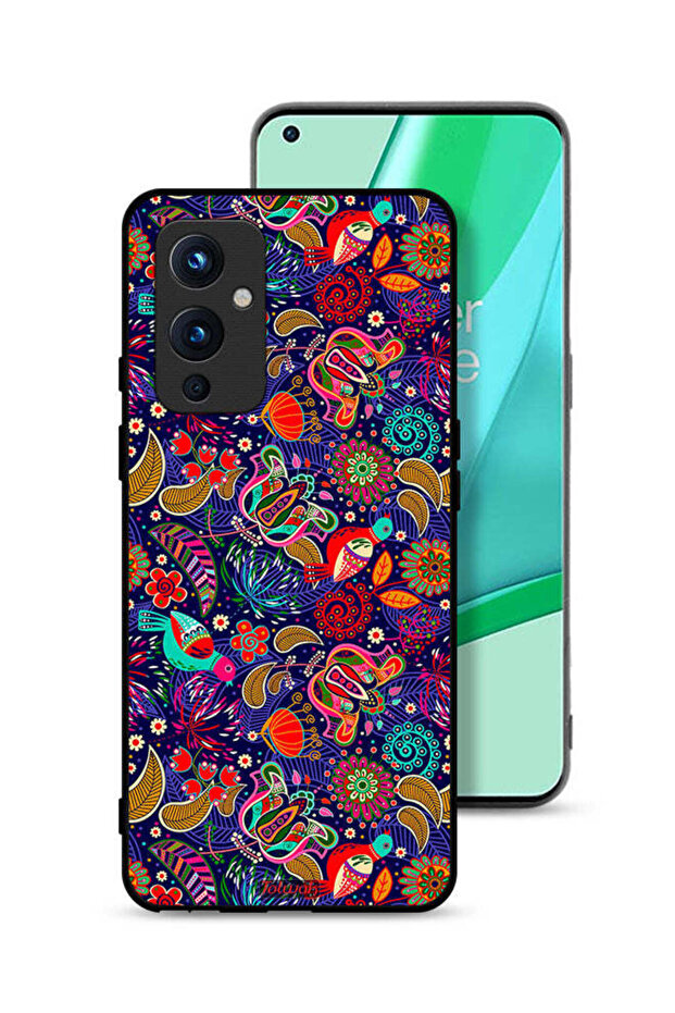 غطاء حماية لهاتف OnePlus 9 5G بنقشة أوراق طيور ملونة وزهور
