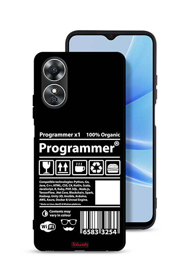 غطاء حماية وملصق برمجة لهاتف Oppo A17