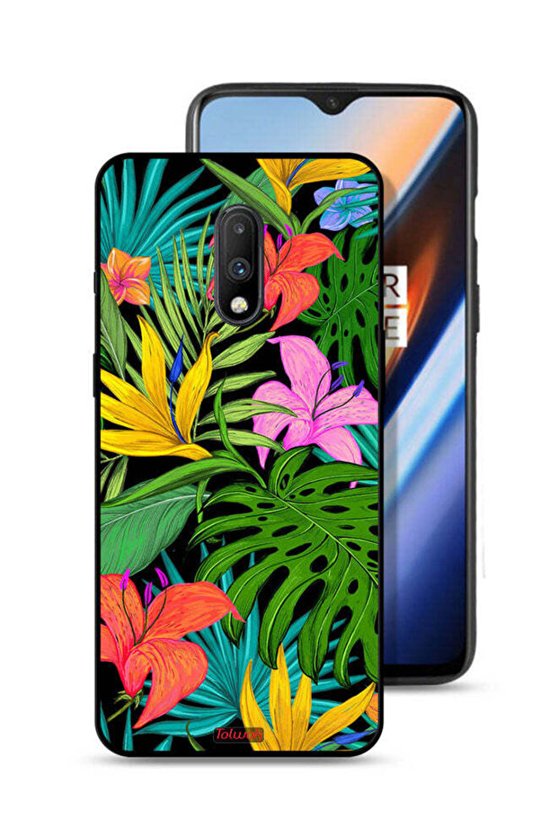 OnePlus 7 Protective Case Cover Pattern Tropical Flowers Leaves