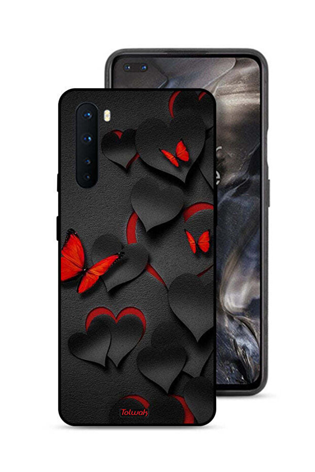 غطاء حماية لهاتف OnePlus Nord بنقشة قلوب وفراشات