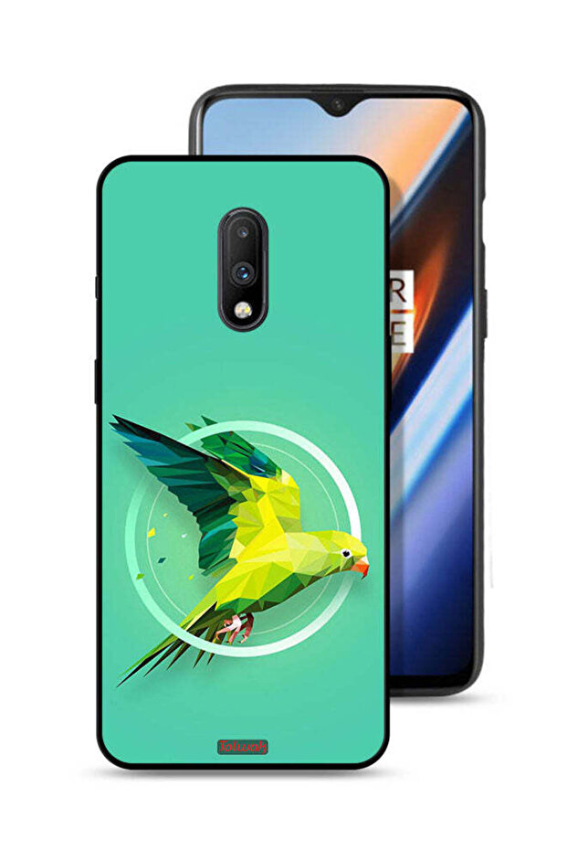 غطاء حماية لهاتف OnePlus 7 بتصميم فن تجريدي ببغاء