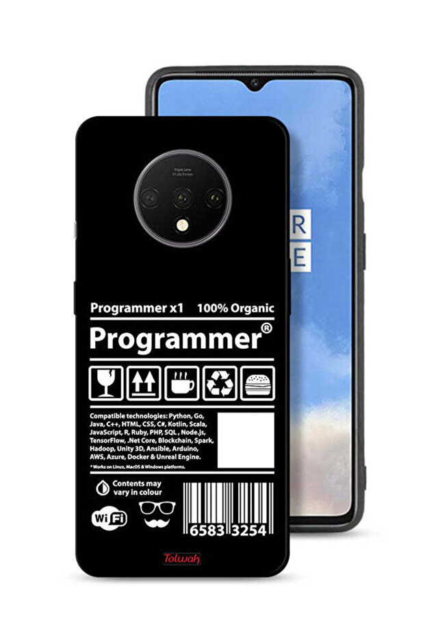 غطاء حماية لجهاز OnePlus 7T - ملصق مبرمج - 1