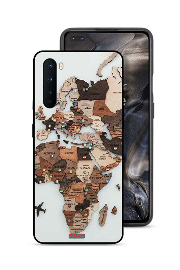 غطاء حماية لهاتف OnePlus Nord مع رسم خريطة العالم