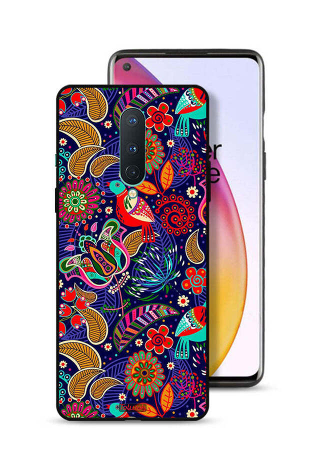 غطاء حماية لهاتف OnePlus 8 بنقشة طيور وزهور