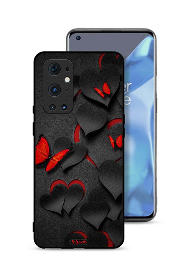 غطاء حماية لهاتف OnePlus 9 Pro 5G بنقشة قلوب وفراشات