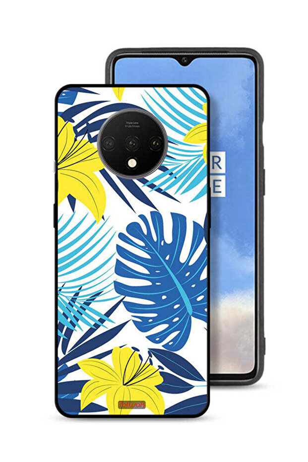 غطاء حماية لهاتف OnePlus 7T برسومات ريش وزهور
