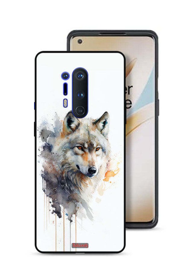 غطاء حماية لهاتف OnePlus 8 Pro بتصميم فن تجريدي من الذئب