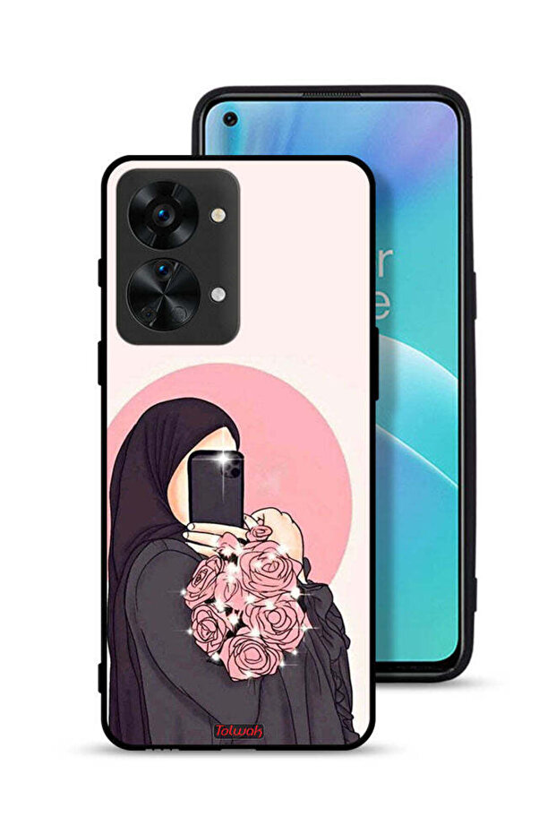 غطاء حماية لهاتف OnePlus Nord 2T 5G مع فن التقاط صور سيلفي أثناء حمل الزهور