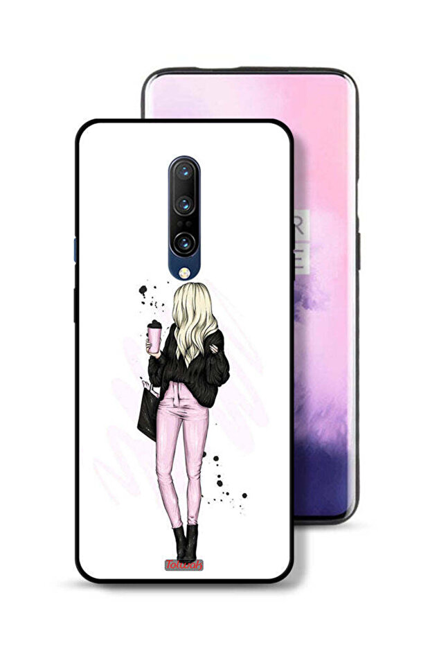 OnePlus 7 Pro Protective Case Cover Girl Holding Coffee Cup Art