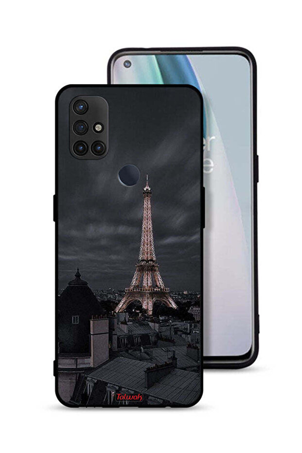 غطاء حماية لهاتف OnePlus Nord N10 5G بتصميم برج إيفل في الليل