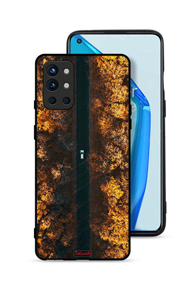 غطاء حماية لهاتف OnePlus 9R 5G بطبعة طريق في أشجار الخريف