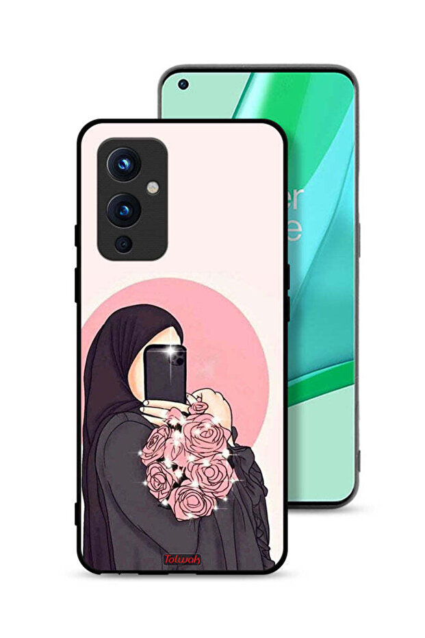 غطاء حماية لهاتف OnePlus 9 5G مع فن التقاط صور سيلفي أثناء حمل الزهور