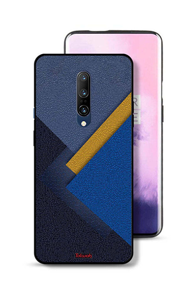 غطاء حماية لهاتف OnePlus 7 Pro بنقشة مثلثات جلدية