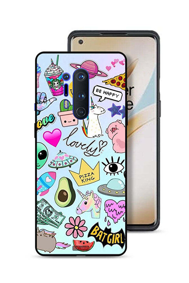غطاء حماية لهاتف OnePlus 8 Pro بملصقات جميلة