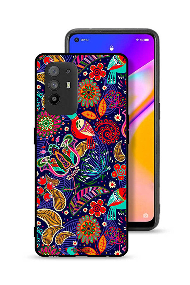 غطاء حماية لهاتف Oppo A95 5G بنقشة طيور وزهور