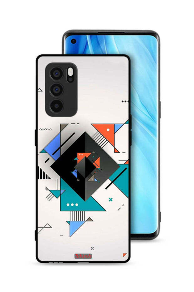 غطاء حماية لهاتف Oppo Reno6 Pro 5G بأشكال مربعة ومثلثة ونمط تجريدي