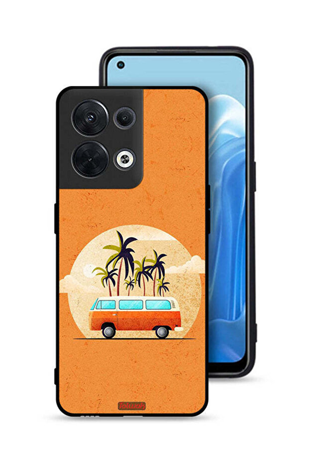 غطاء حماية لهاتف Oppo Reno8 5G بتصميم حافلة فنية