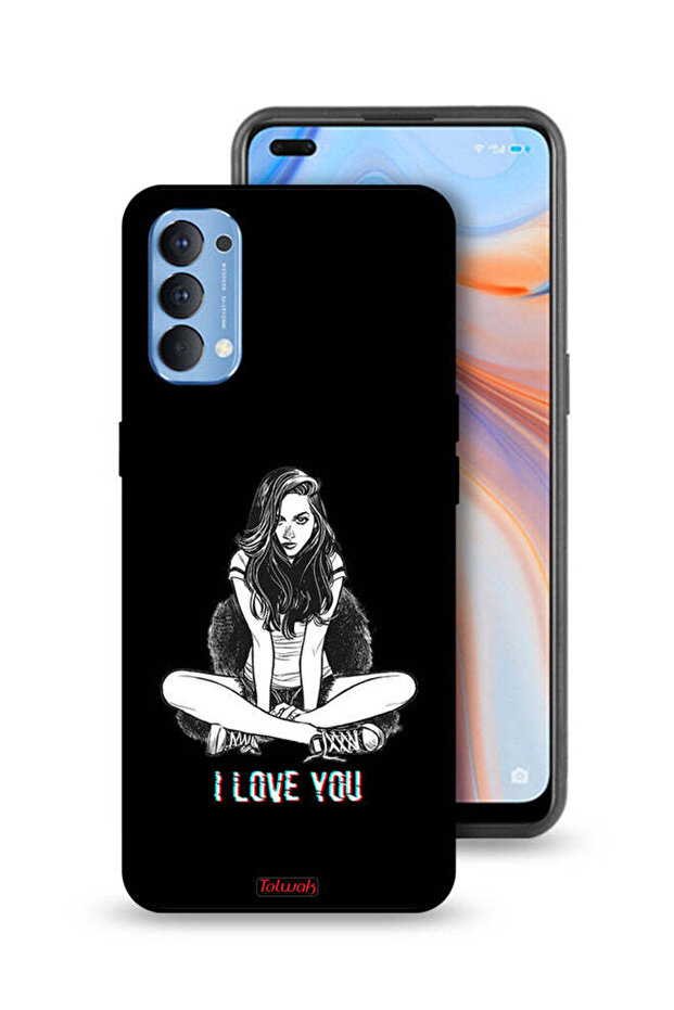 Oppo Reno4 4G Protective Case Cover I Love You Art