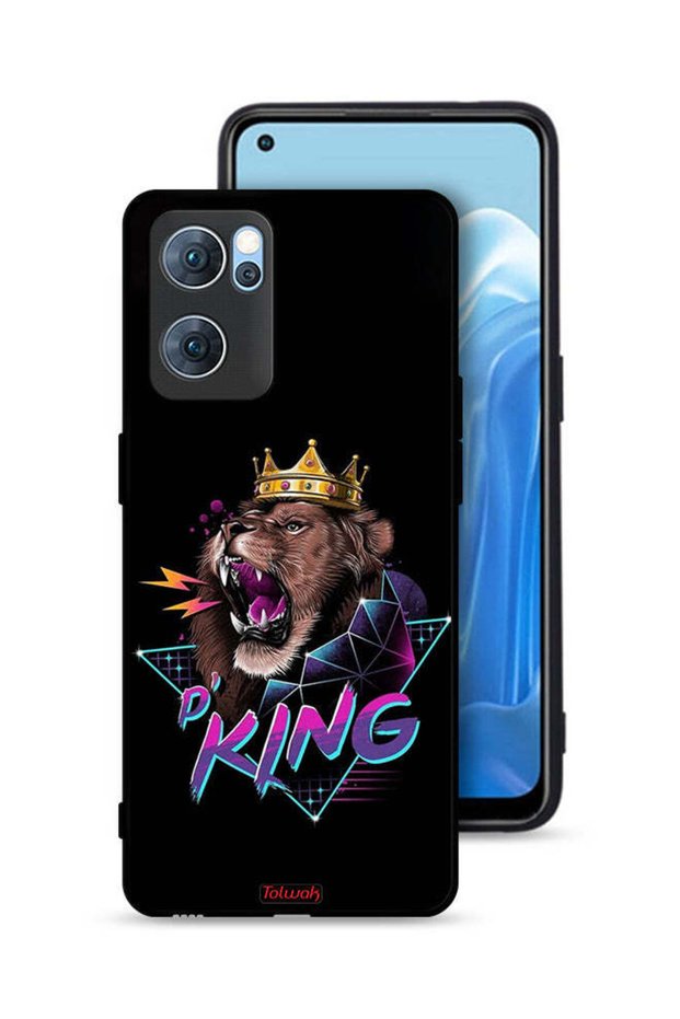 غطاء حماية لهاتف Oppo Reno7 5G برسومات الأسد الملك
