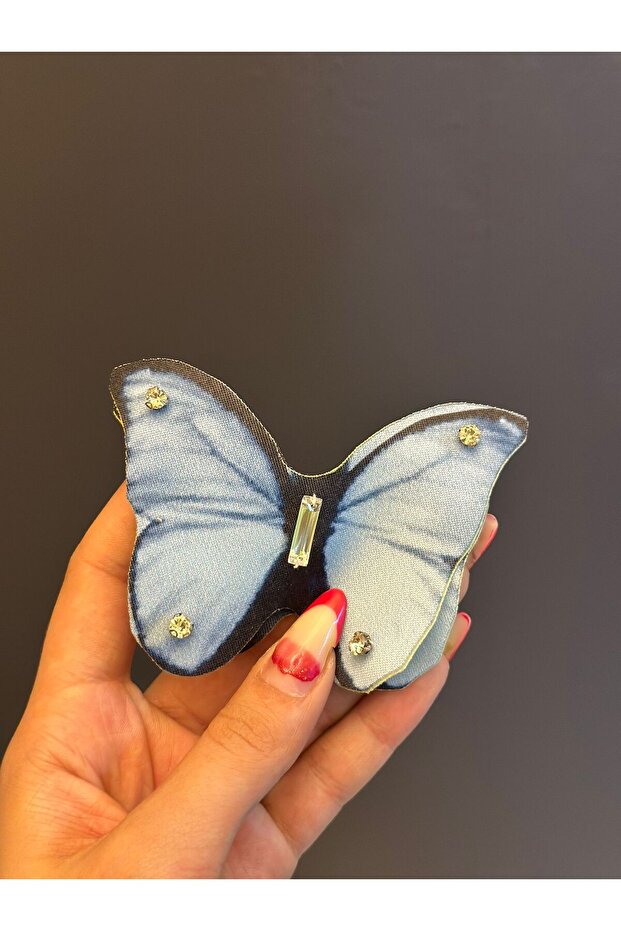 10X8 cm 3D Stone Embroidery Butterfly Embroidery Sewing Applique Blue
