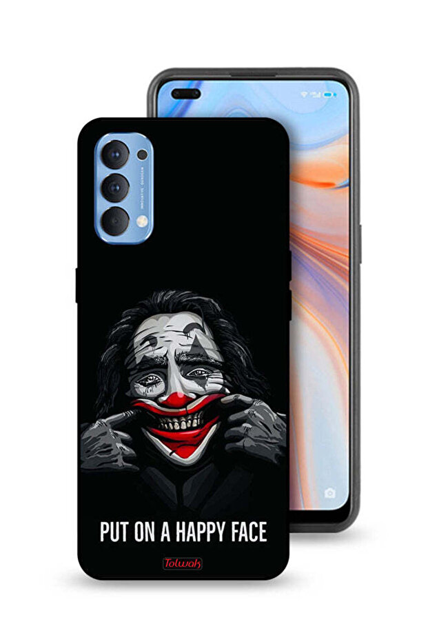 غطاء حماية لهاتف Oppo Reno4 4G بوجه سعيد