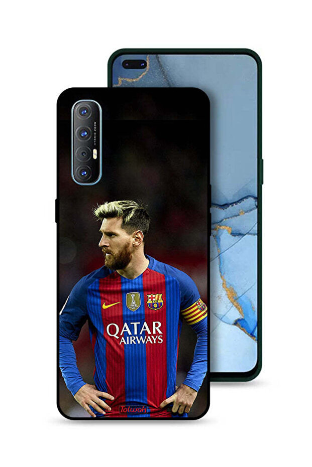 غطاء حماية لهاتف Oppo Reno3 Pro 4G ميسي برشلونة