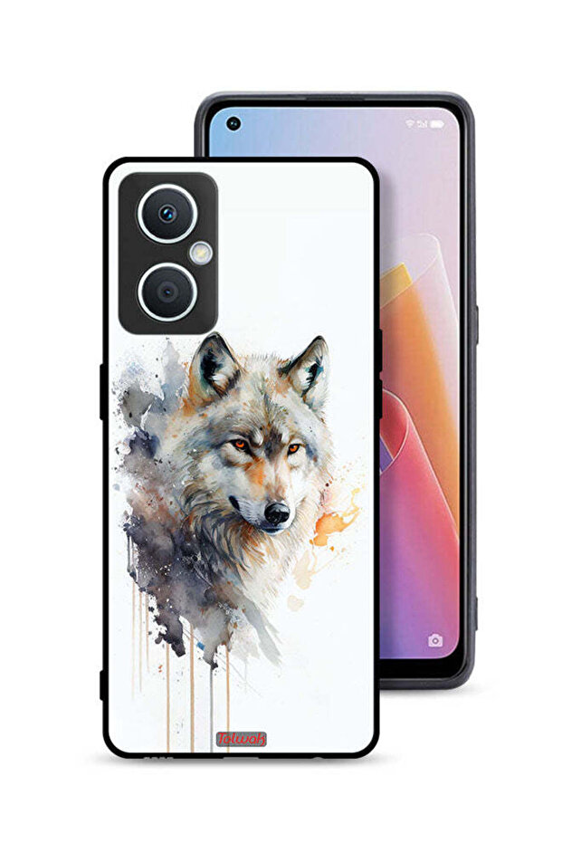 غطاء حماية لهاتف Oppo A96 5G (الصين) بتصميم فن تجريدي للذئب
