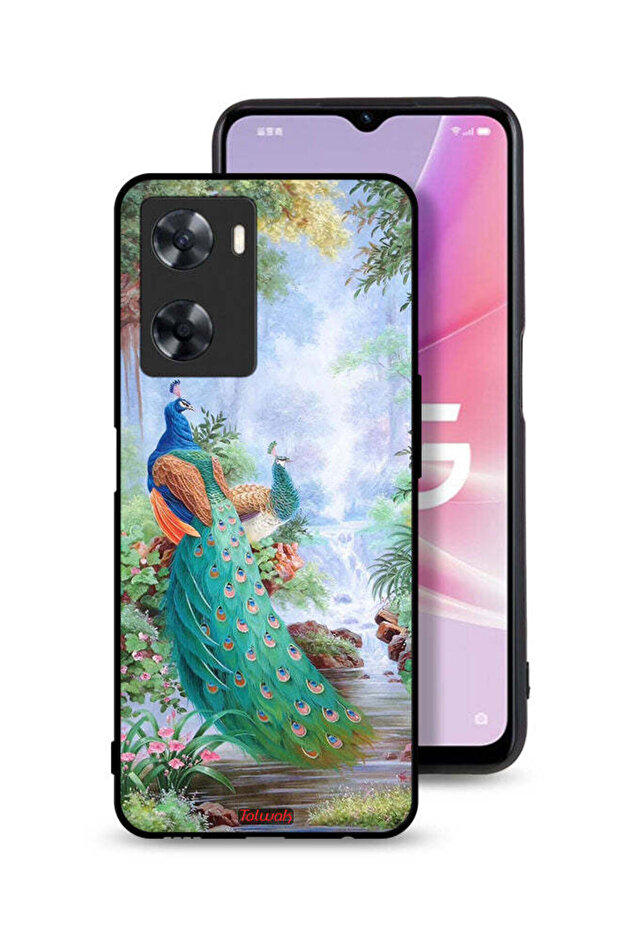 غطاء حماية لهاتف Oppo A57s بنقشة الطاووس
