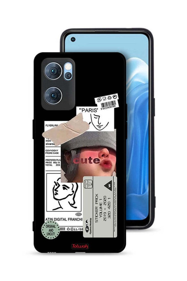غطاء حماية لهاتف Oppo Reno7 5G بملصق لطيف