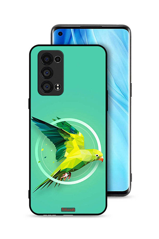 غطاء حماية لهاتف Oppo Reno6 Pro Plus 5G بطبعة فن تجريدي ببغاء