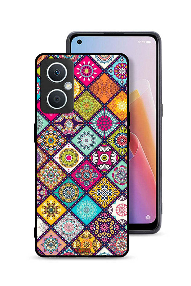 جراب حماية لهاتف Oppo A96 5G (الصين) بنمط مربعات ماندالا