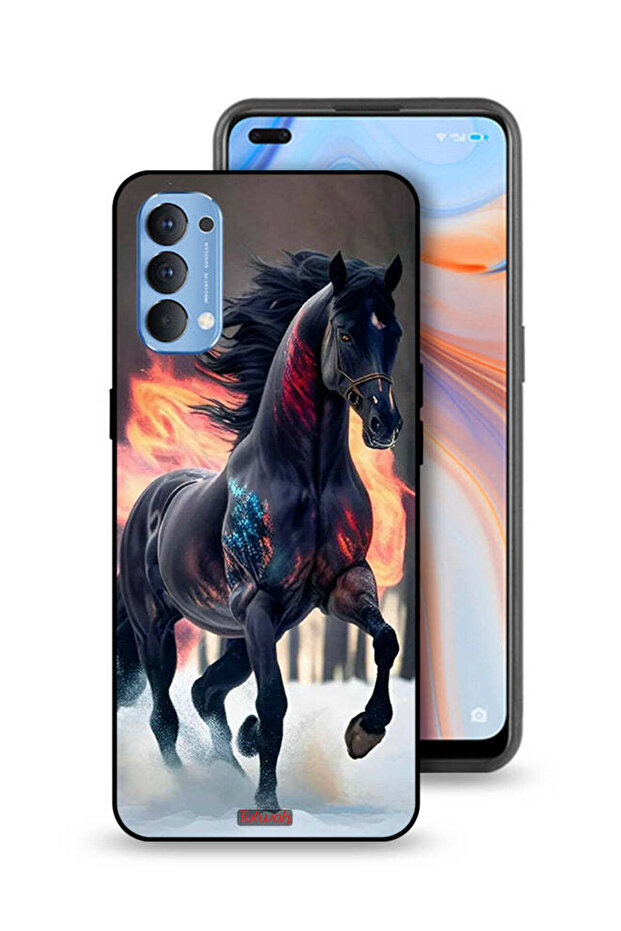 غطاء حماية لهاتف Oppo Reno4 4G بتصميم حصان عالي الوضوح