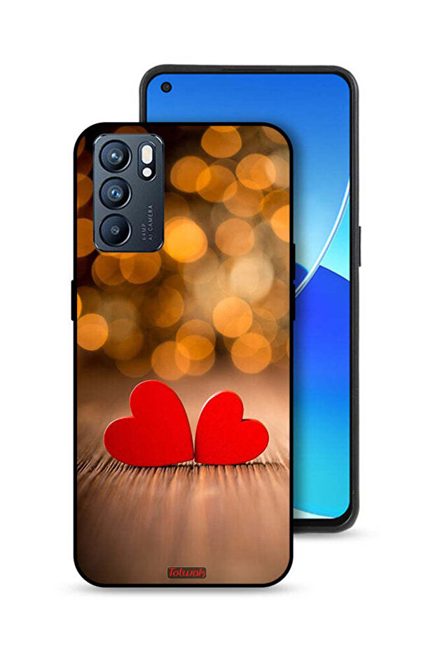 غطاء حماية لهاتف Oppo Reno6 5G بتصميم قلبين جميلين