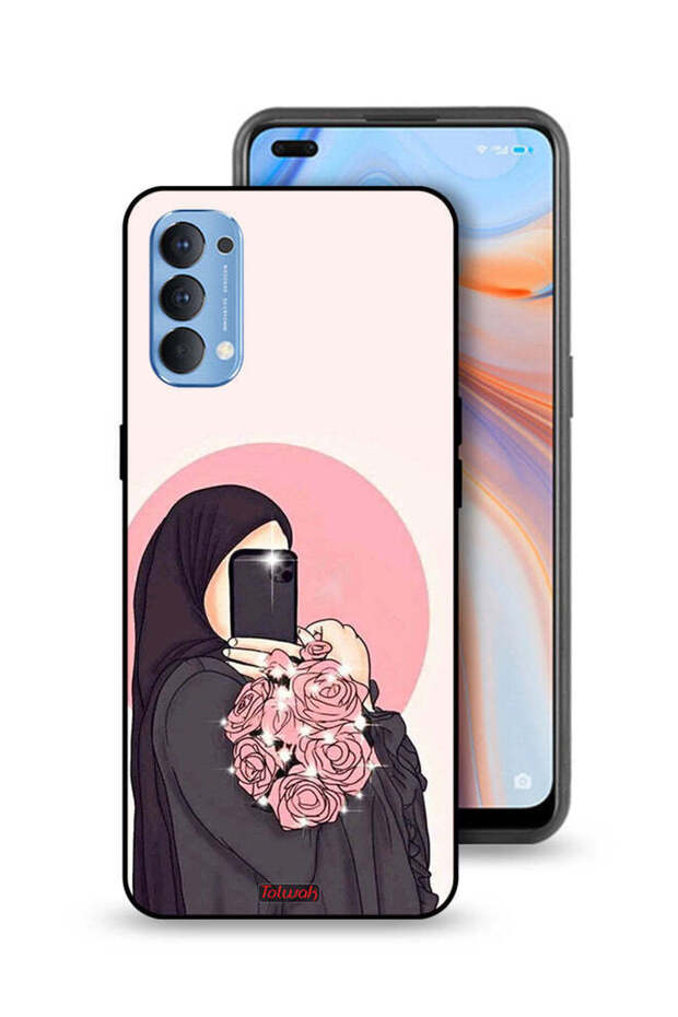 غطاء حماية لهاتف Oppo Reno4 4G، فن التقاط صور سيلفي مع حمل الزهور