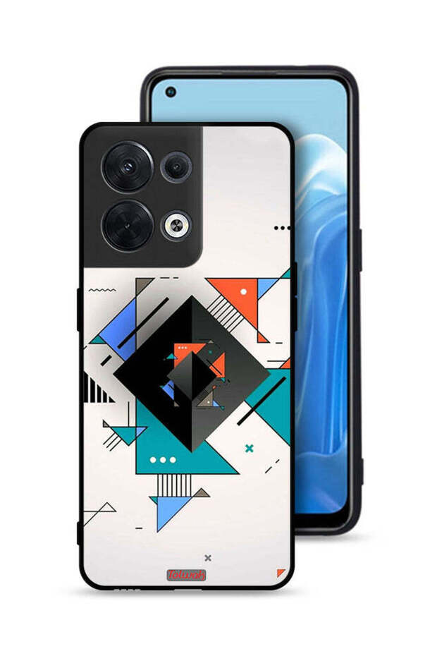 غطاء حماية لهاتف Oppo Reno8 5G بأشكال مربعة ومثلثة ونمط تجريدي