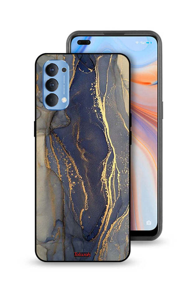 غطاء حماية لهاتف Oppo Reno4 4G بنمط رخامي لامع