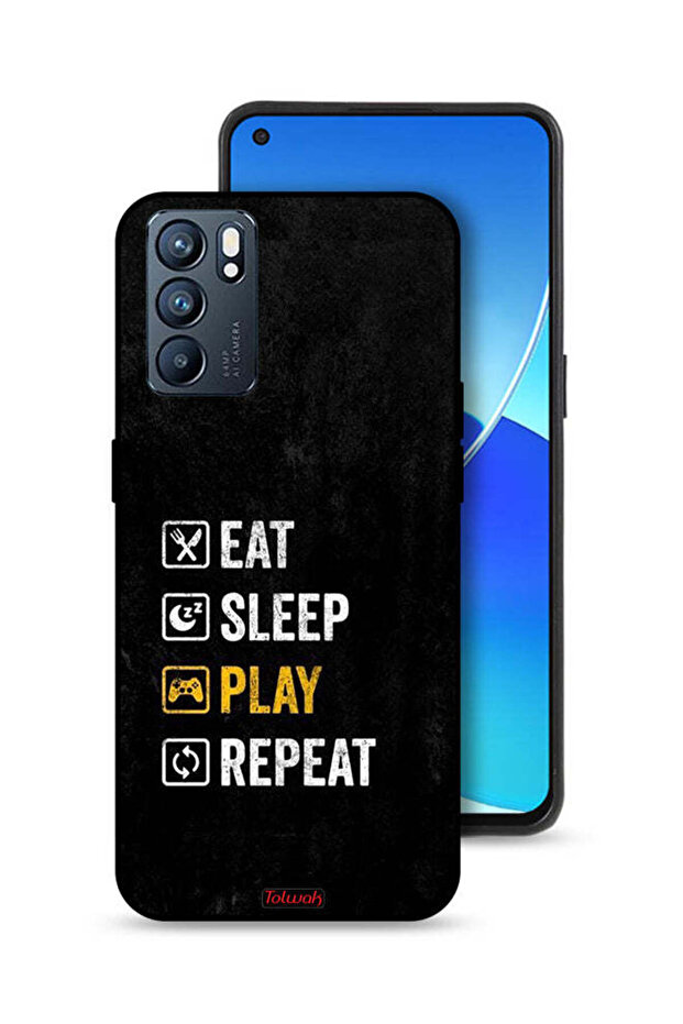غطاء حماية Oppo Reno6 5G، تناول الطعام، النوم، اللعب، التكرار