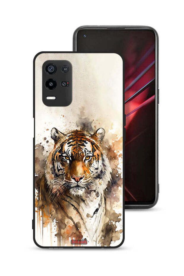 غطاء حماية Oppo K9x بتصميم فن تجريدي من جلد الفهد
