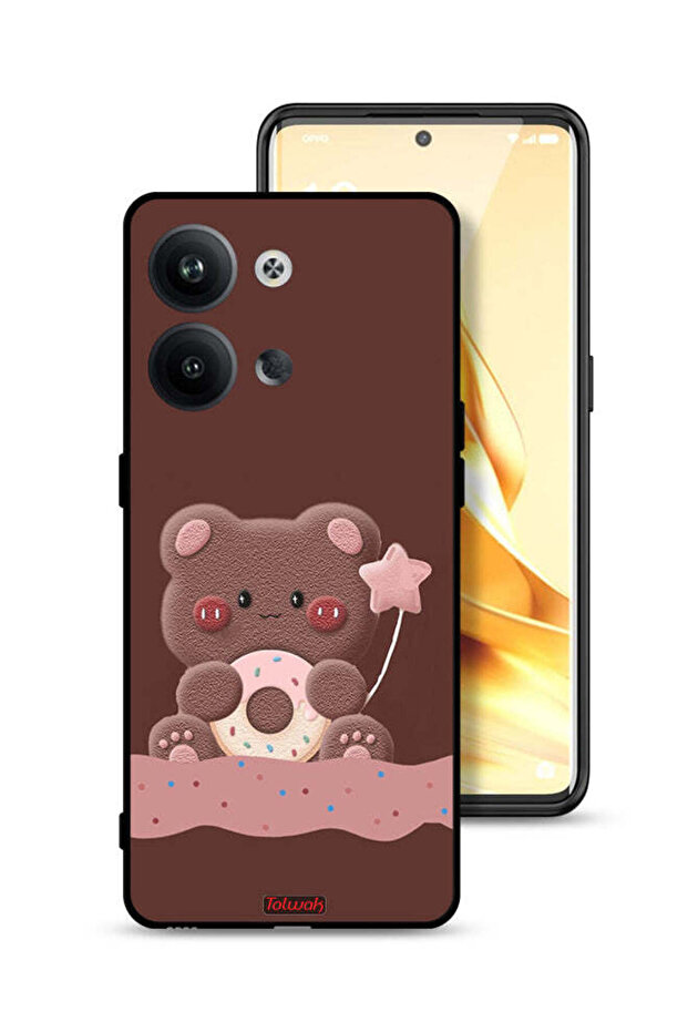 غطاء حماية لهاتف Oppo Reno9 5G بتصميم دب دونات