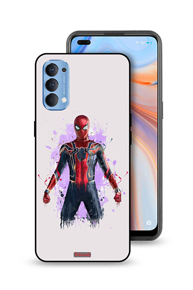 غطاء حماية لهاتف Oppo Reno4 4G بتصميم العنكبوت الحديدي