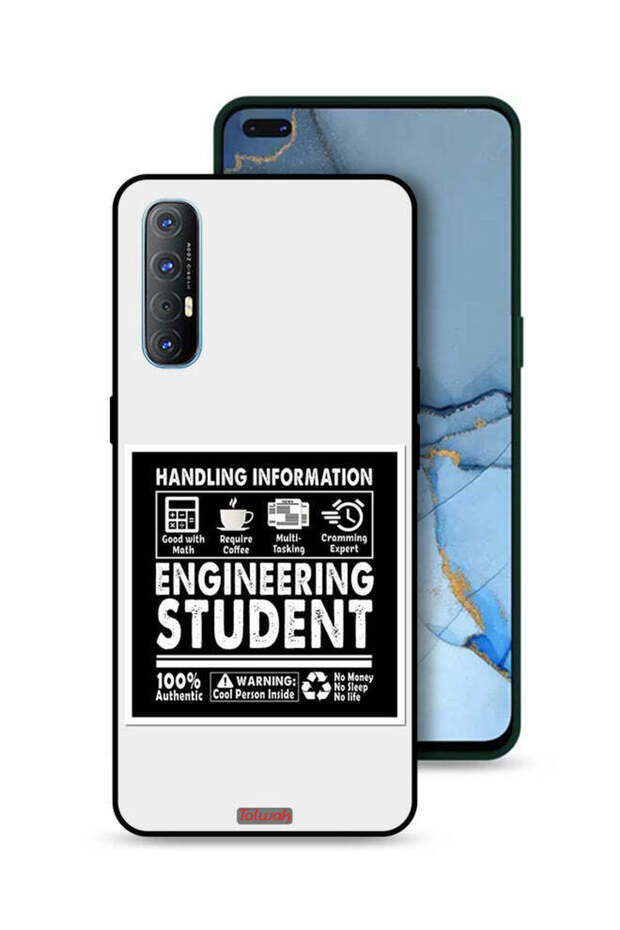 غطاء حماية لهاتف Oppo Reno3 Pro 4G - ملصق طالب هندسة