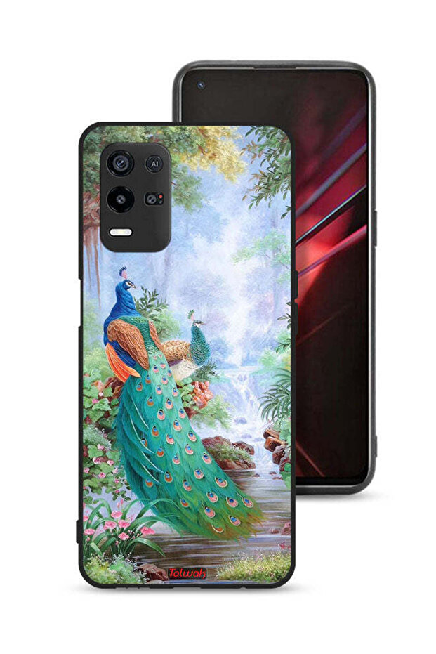 غطاء حماية لهاتف Oppo K9x بتصميم الطاووس