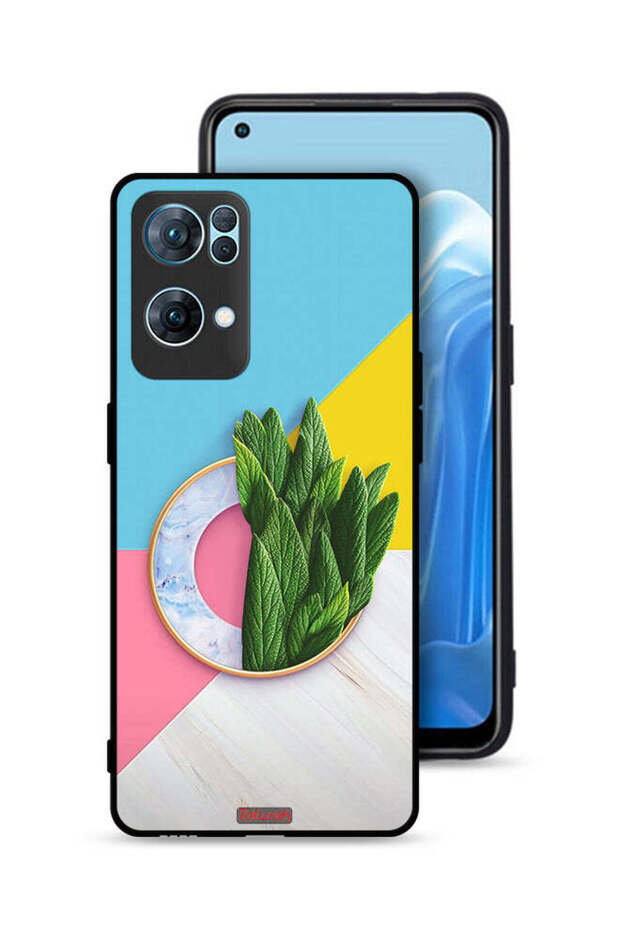 غطاء حماية لهاتف Oppo Reno7 Pro 5G بنمط أوراق تجريدية - 1