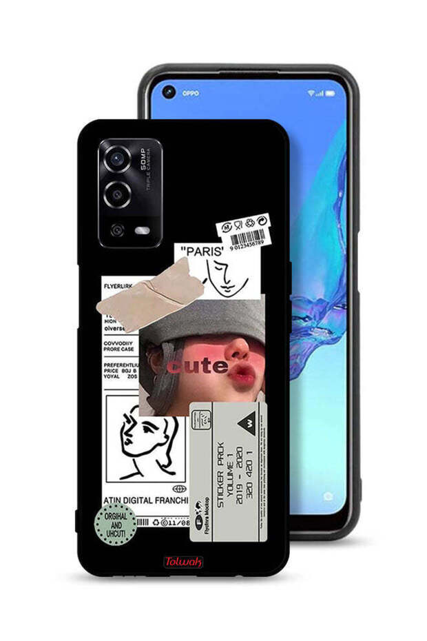 غطاء حماية لهاتف Oppo A55 4G بملصق لطيف