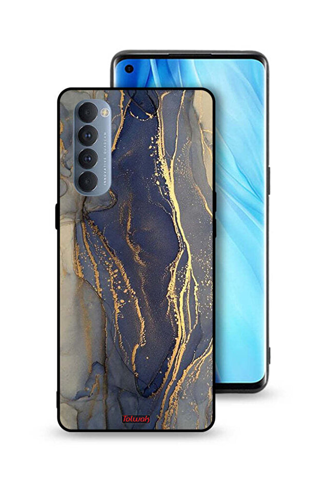 غطاء حماية لهاتف Oppo Reno4 Pro 4G بنمط رخامي لامع