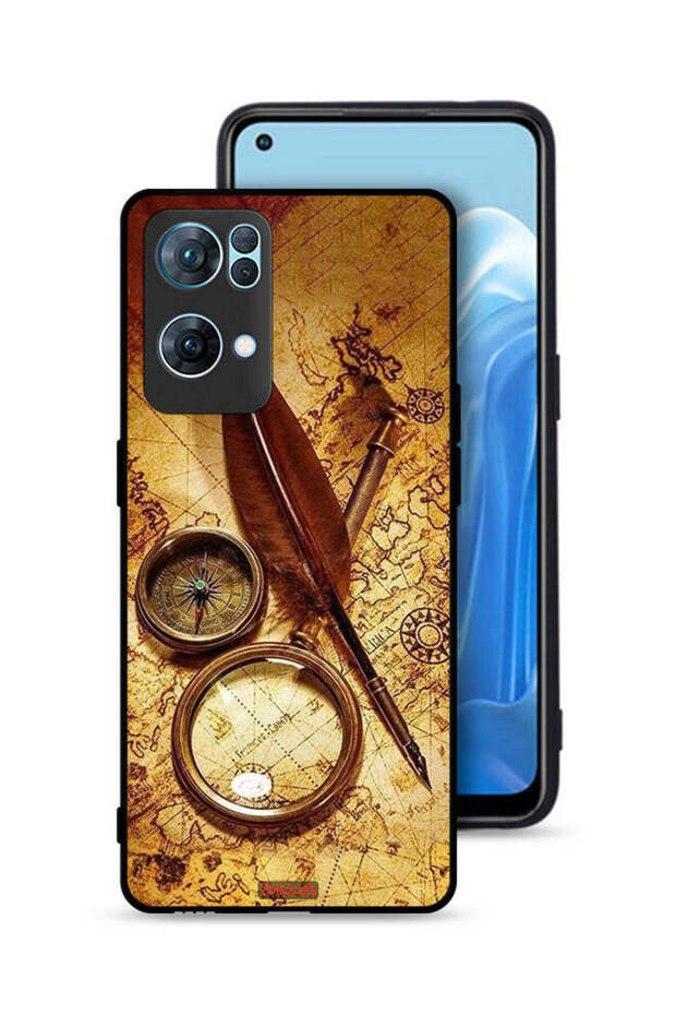 غطاء حماية لهاتف Oppo Reno7 Pro 5G بتصميم بوصلة عتيقة