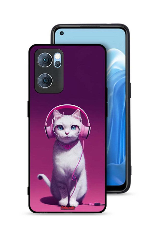 غطاء حماية لهاتف Oppo Reno7 5G بتصميم قطة لطيفة