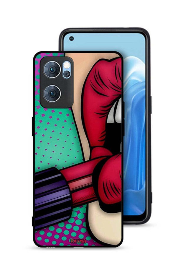 غطاء حماية لهاتف Oppo Reno7 5G أحمر شفاه